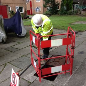 Man working, Drain Cleaning in Worsley, Manchester